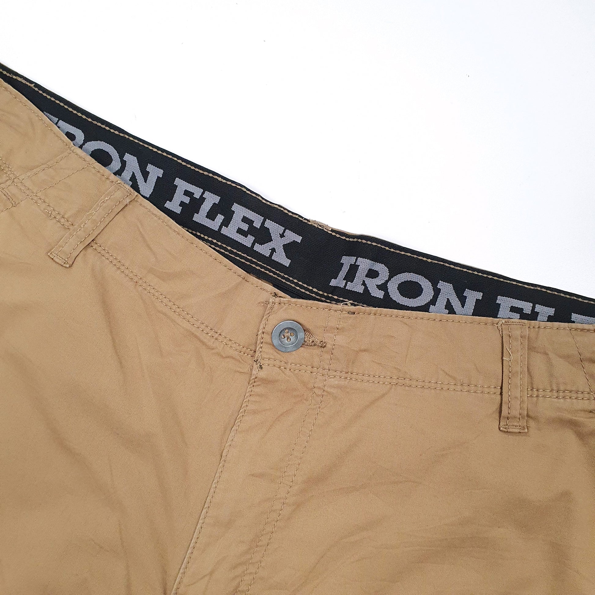 Mens Beige Iron Flex Combat Cargo Shorts