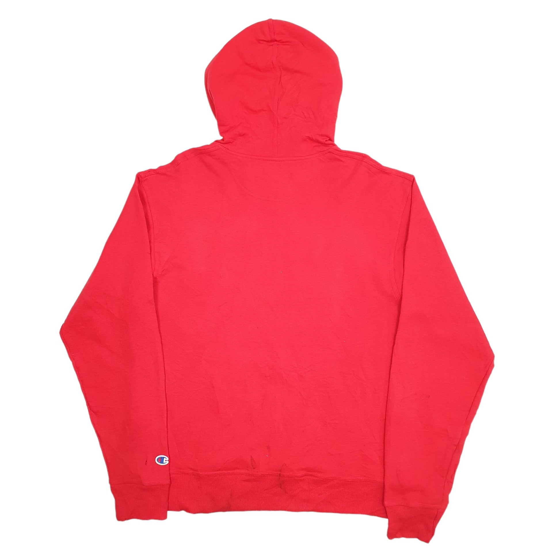 Mens Red Champion Spellout Hoodie Jumper