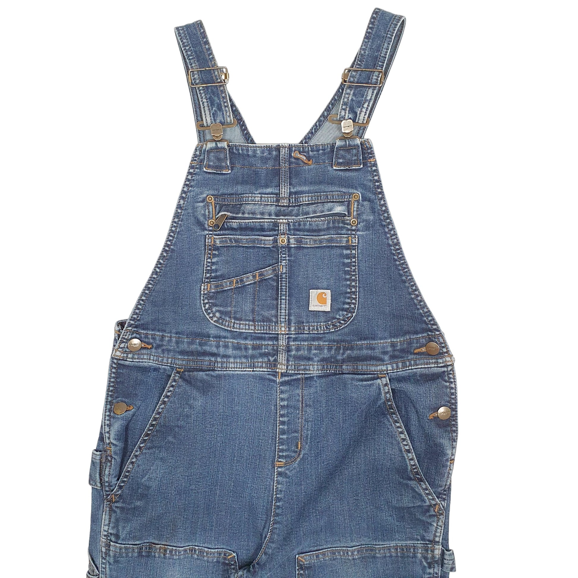 Womens Blue Carhartt Denim Jeans Workwear Bib Overalls Dungaree Trousers