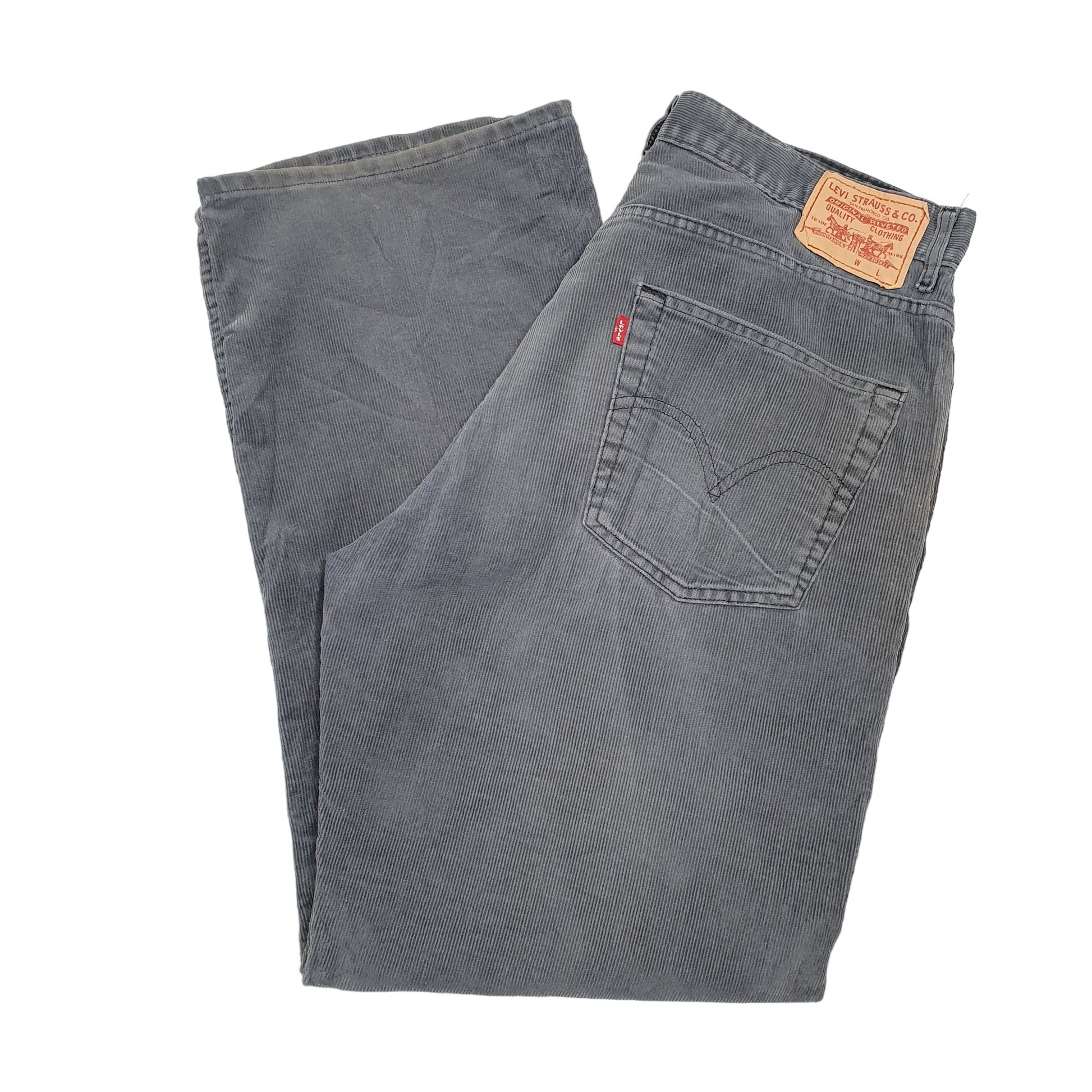 Mens Grey Levis 569 Straight Corduroy Trousers