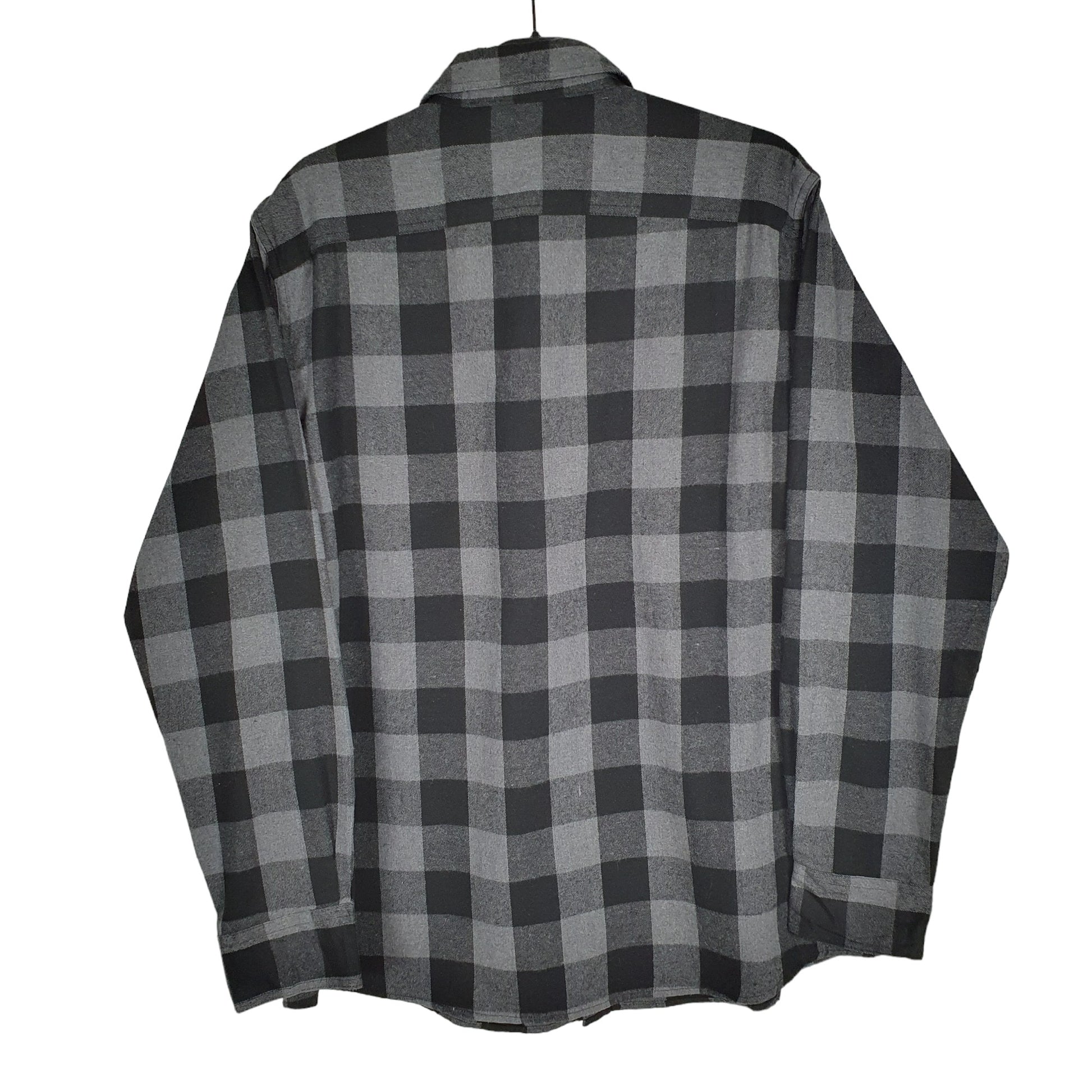 Non Branded Flannel Shacket Long Sleeve Regular Fit Check Shirt Grey