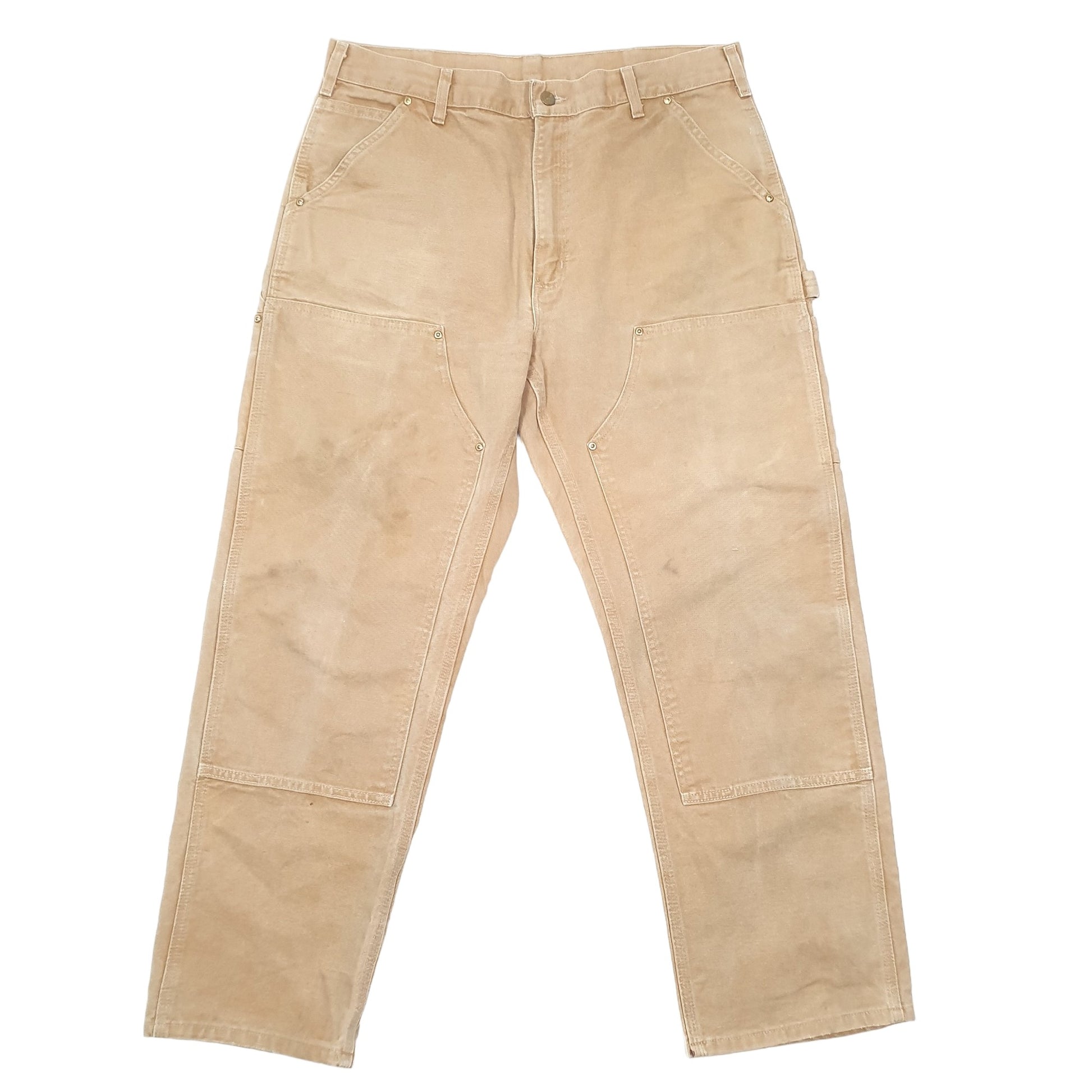 Mens Tan Carhartt Double Knee Riveted Carpenter Trousers