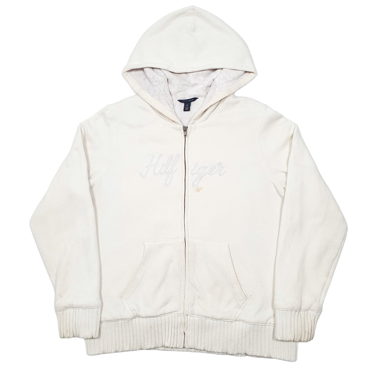 Womens Cream Tommy Hilfiger Hoodie Fleece Full Zip Jumper