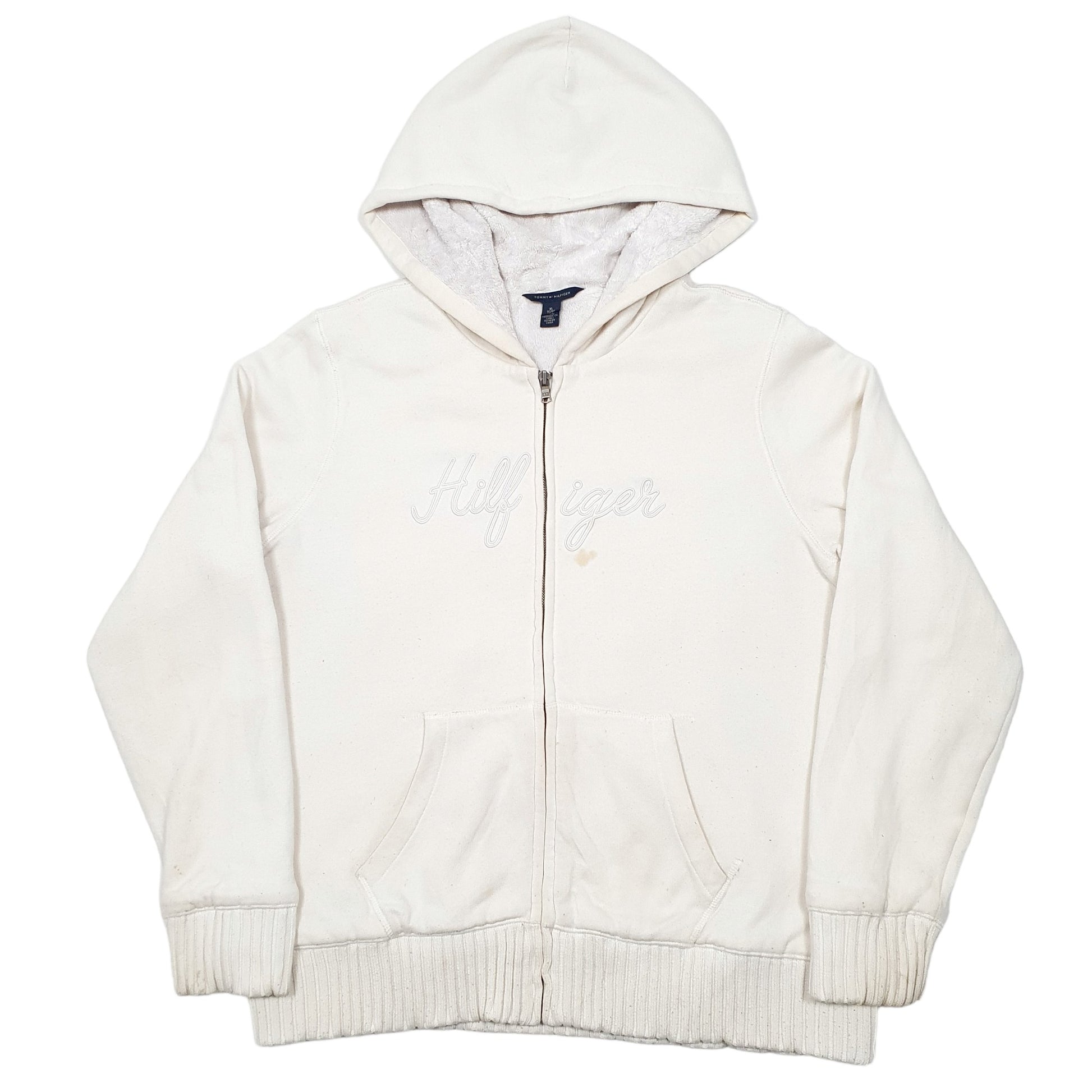 Womens Cream Tommy Hilfiger Hoodie Fleece Full Zip Jumper