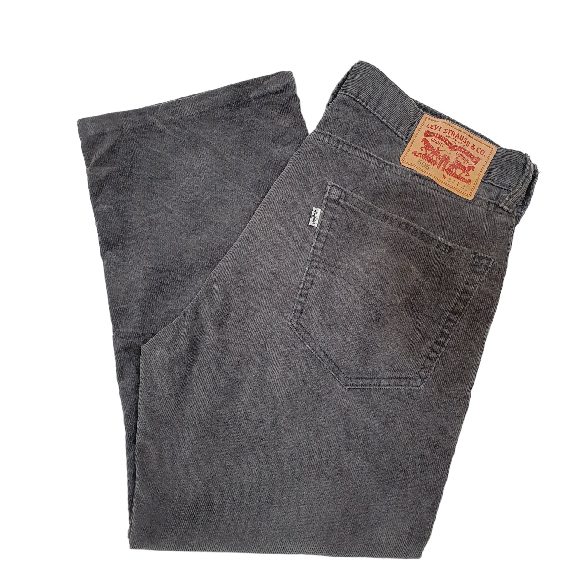 Mens Grey Levis 505 Corduroy Trousers
