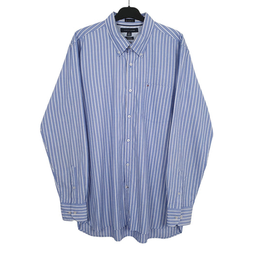 Tommy Hilfiger Long Sleeve Custom Fit Pinstripe Shirt Blue