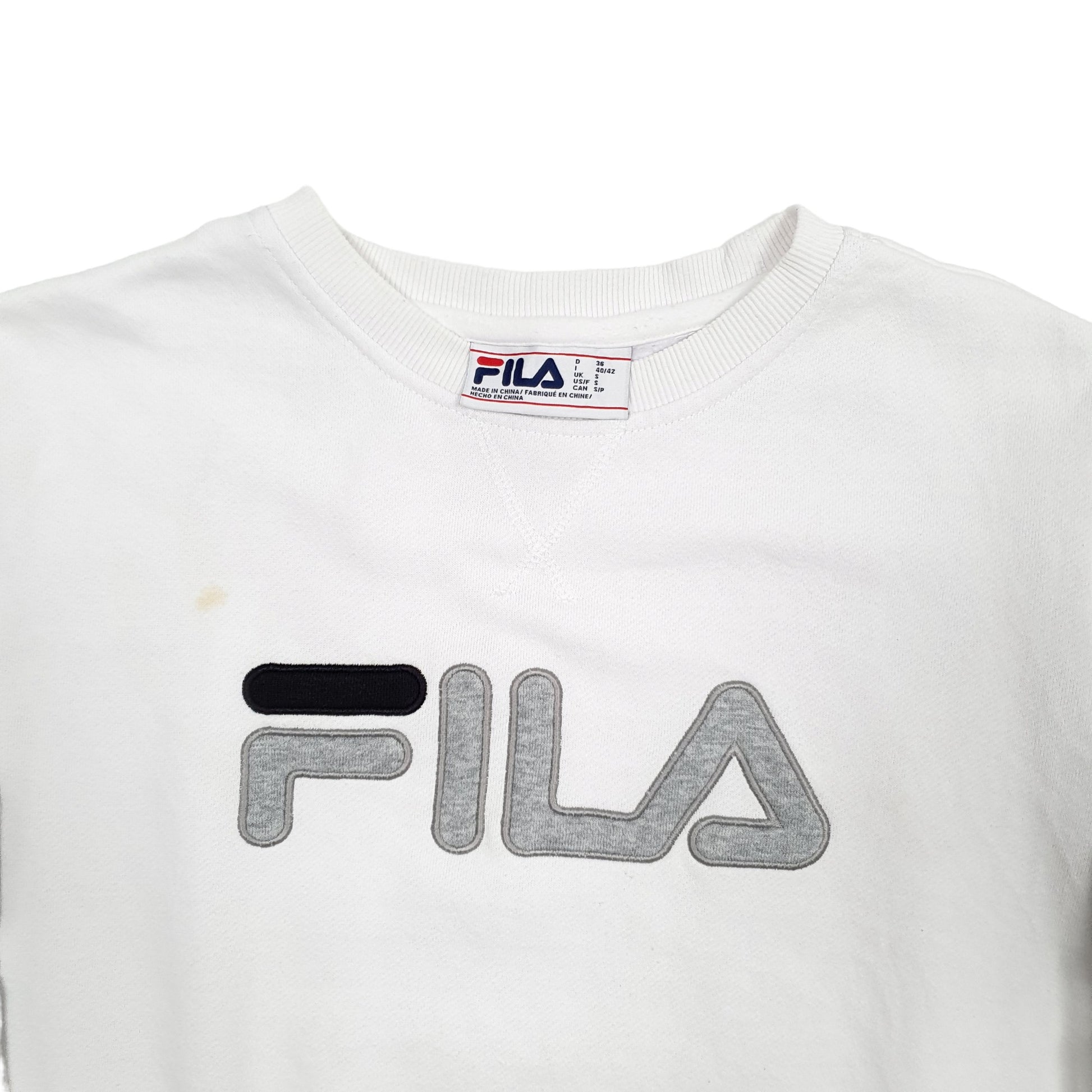 Mens White Fila Spellout Crewneck Jumper