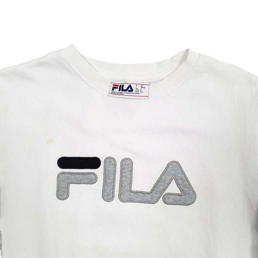 Mens White Fila Spellout Crewneck Jumper
