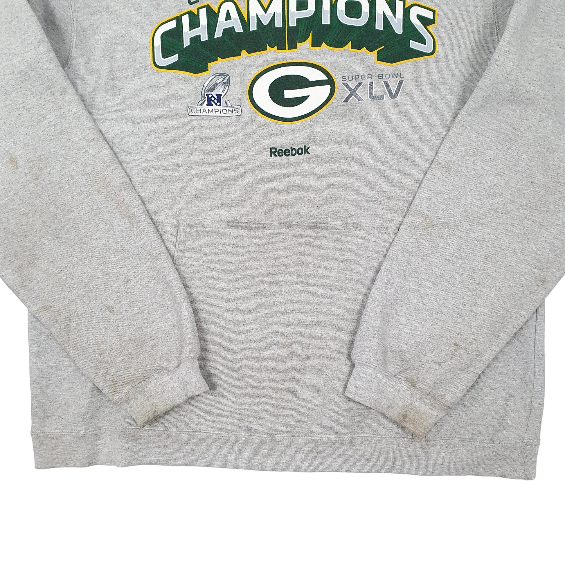 Mens Grey NFL 2010 Superbowl Champions Green Bay Packers Football Hoodie Jumper