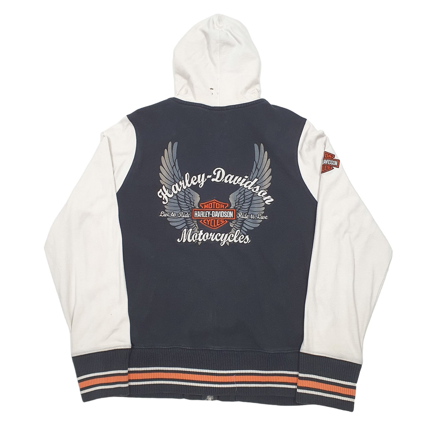 Womens Black Harley Davidson Hoodie Motorcycles Biker Spellout Full Zip Jumper