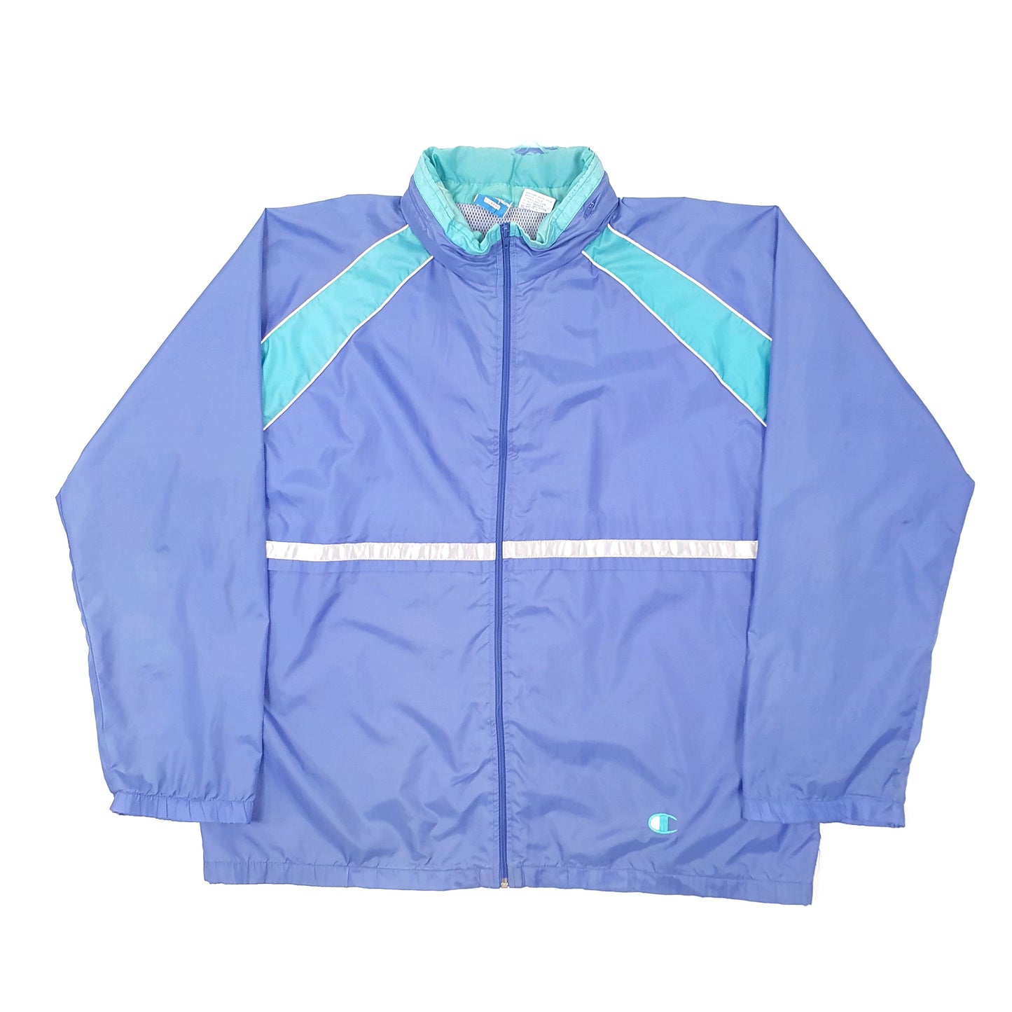 Mens Blue Champion Vintage 1980s Shell Windbreaker Coat