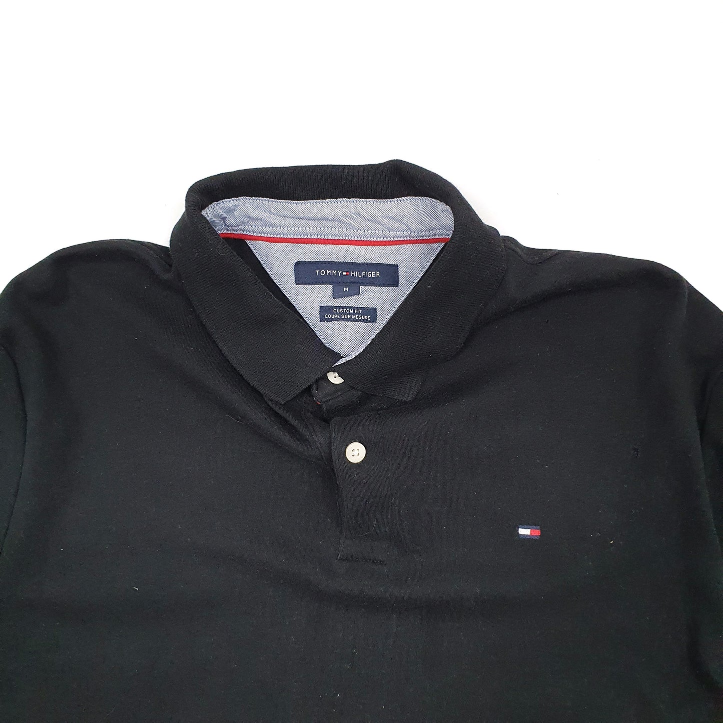 Mens Black Tommy Hilfiger Custom Fit Stretch Short Sleeve Polo Shirt