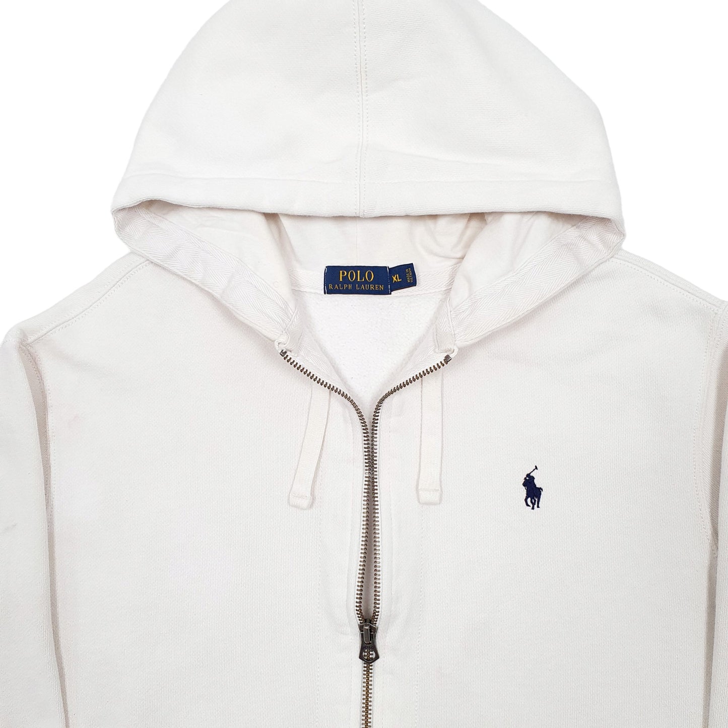 Mens White Polo Ralph Lauren Hoodie Full Zip Jumper
