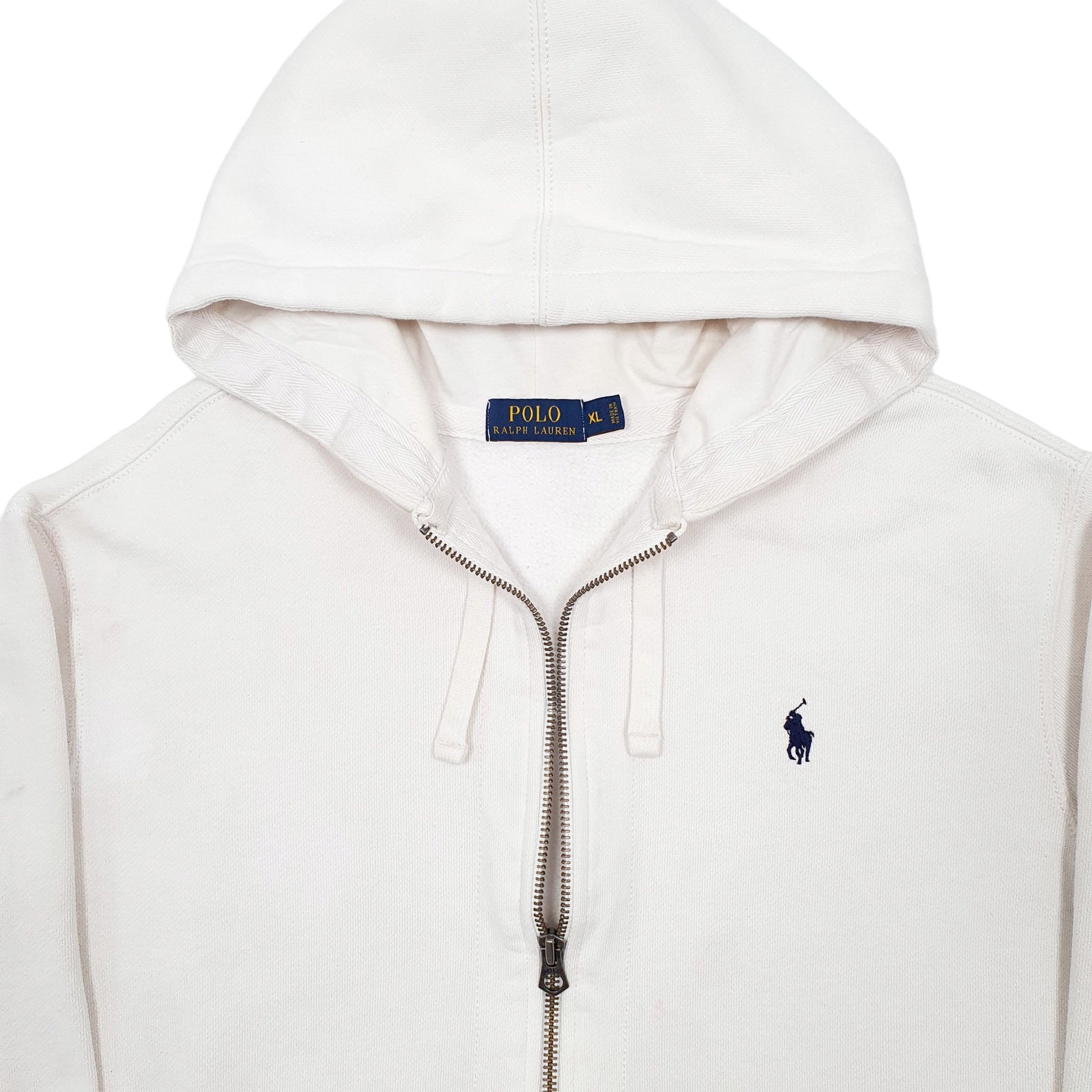 Mens White Polo Ralph Lauren Hoodie Full Zip Jumper
