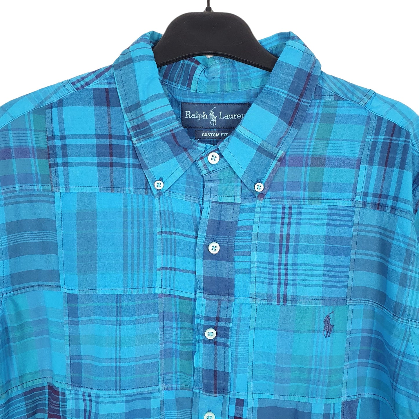 Ralph Lauren Short Sleeve Custom Fit Check Shirt Blue