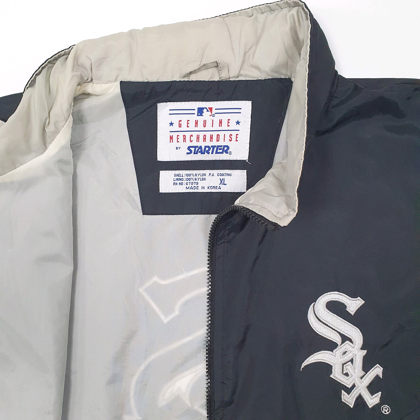 Mens Black Starter MLB Chicago White Sox Vintage  Coat