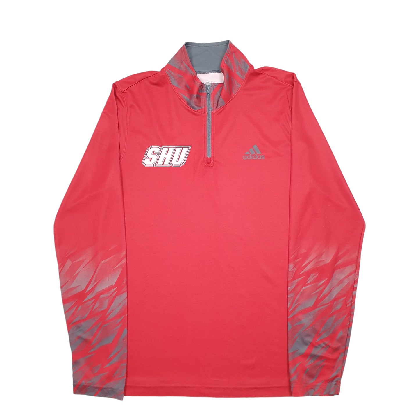 Mens Red Adidas SHU Pioneers USA College Quarter Zip Jumper