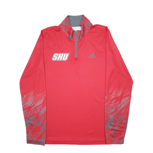 Mens Red Adidas SHU Pioneers USA College Quarter Zip Jumper