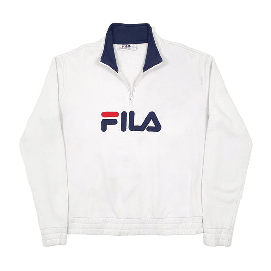 Fila Spellout Quarter Zip XL White