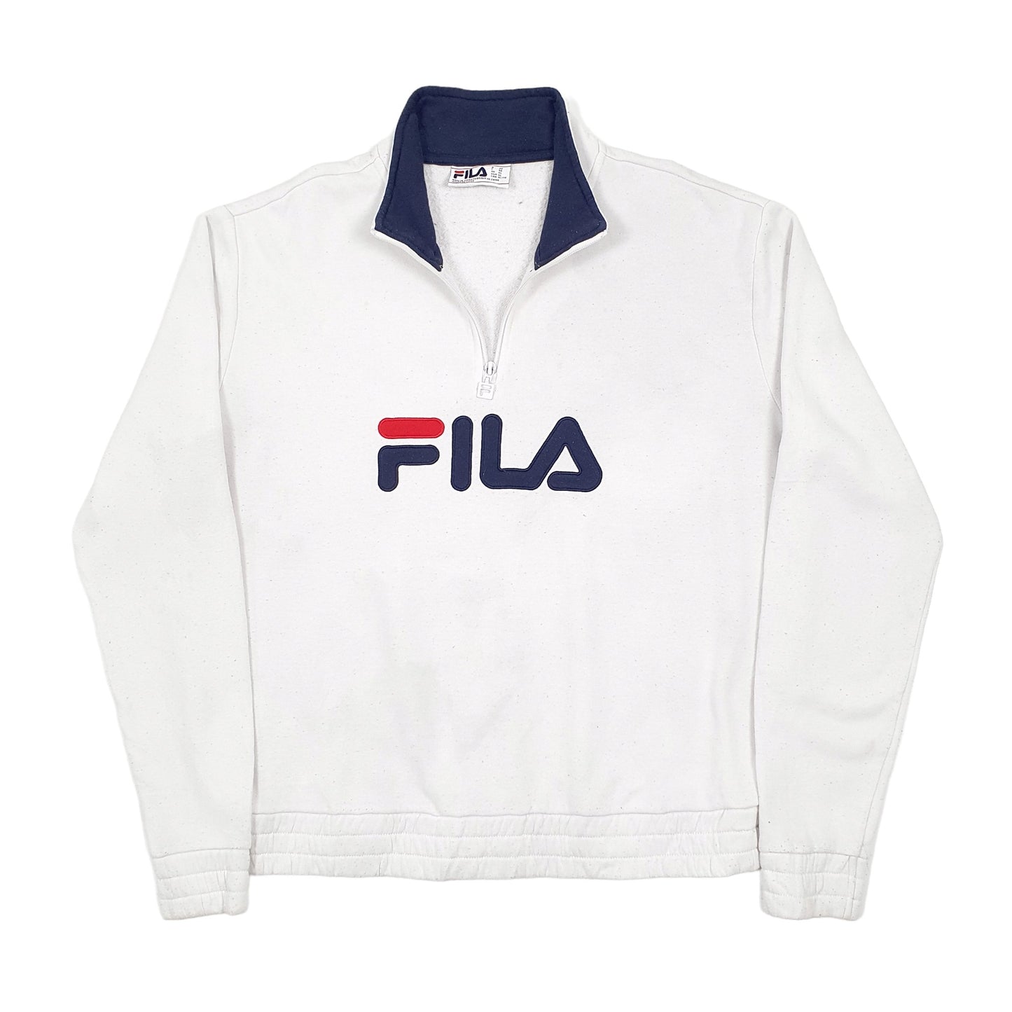 Fila Spellout Quarter Zip XL White