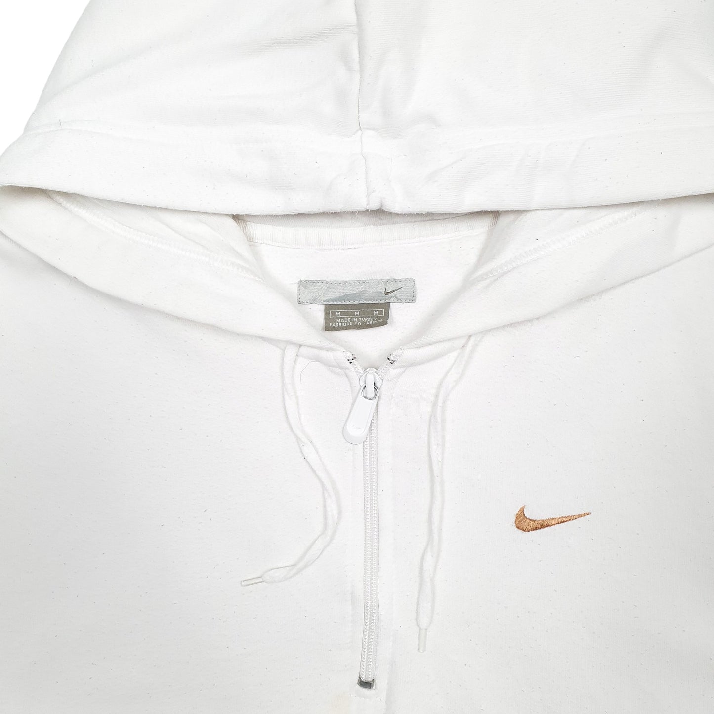 Mens White Nike Vintage 2000s Y2K Quarter Zip Hoodie Jumper