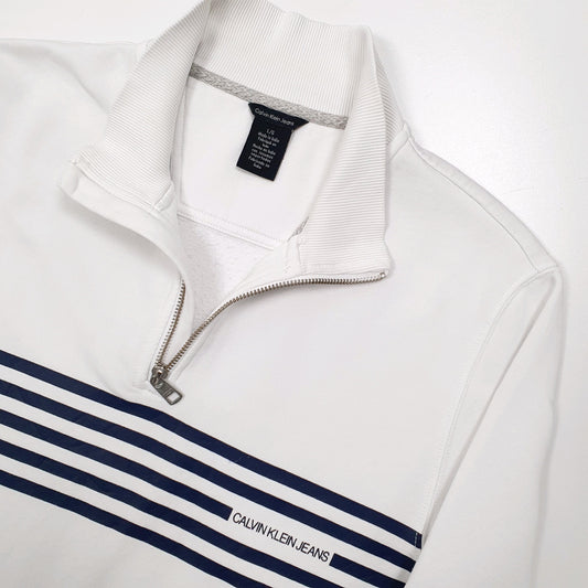 Calvin Klein Spellout Quarter Zip L White