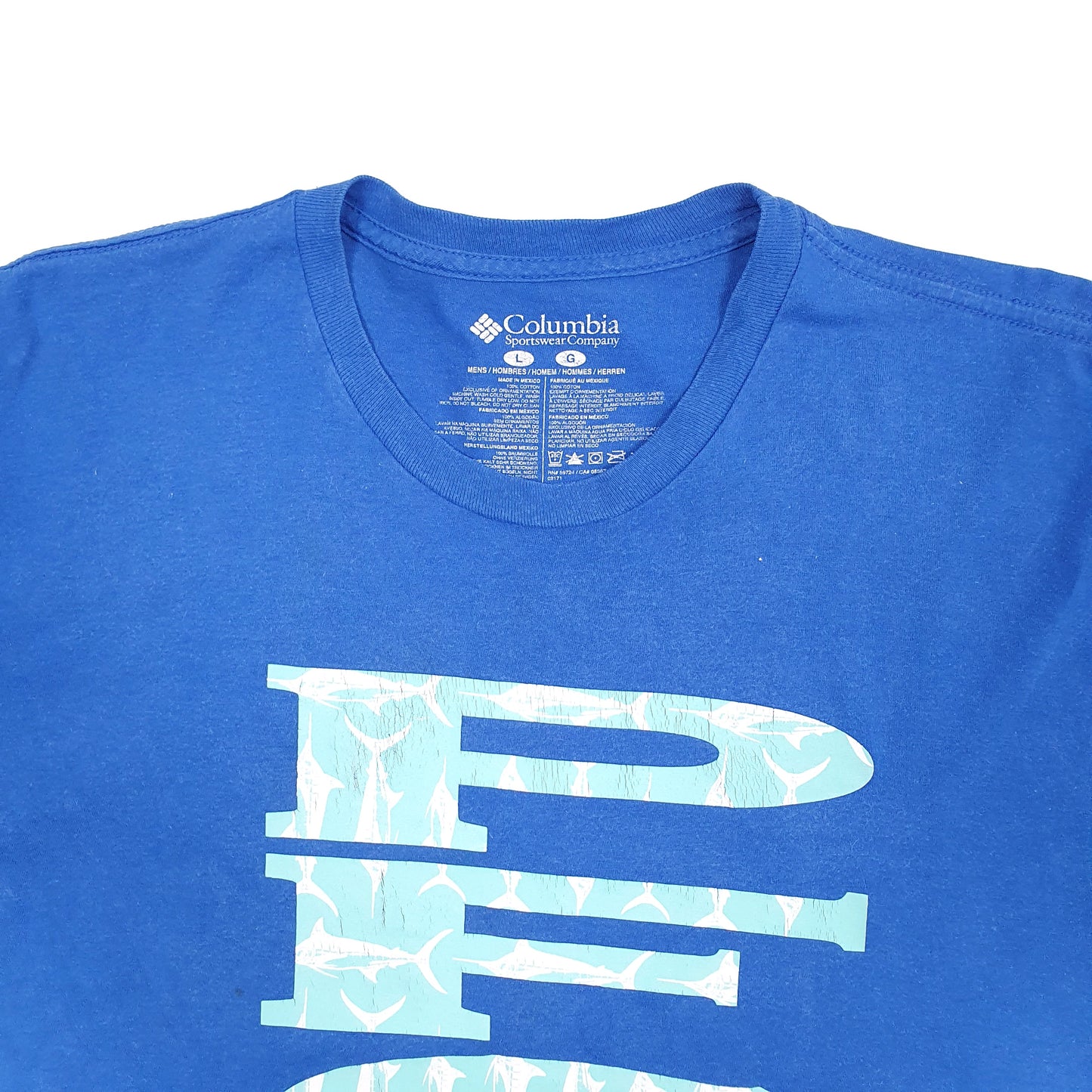 Mens Blue Columbia Sportswear PFG Performance Fishing Gear Short Sleeve T Shirt