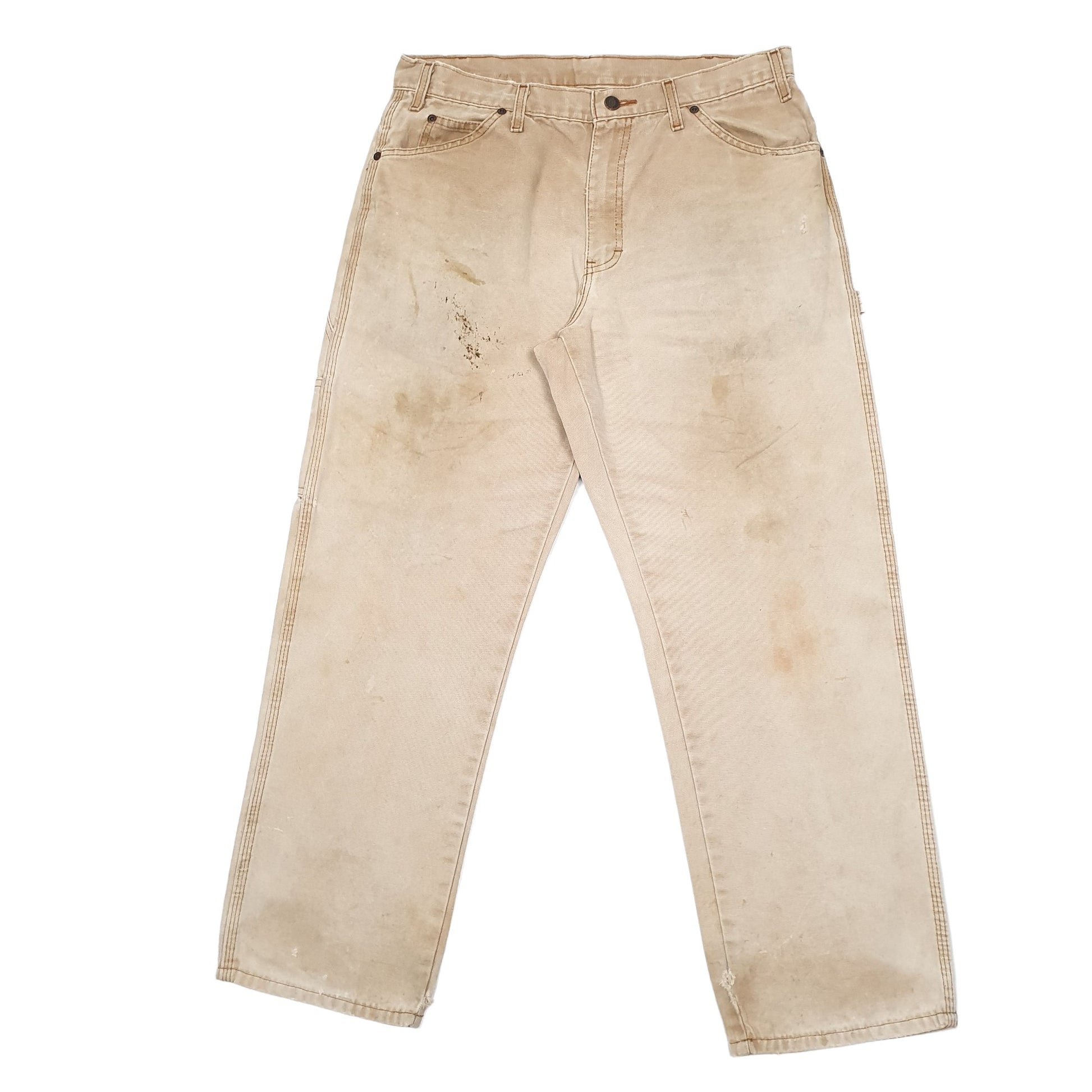 Mens Beige Dickies  Carpenter Trousers