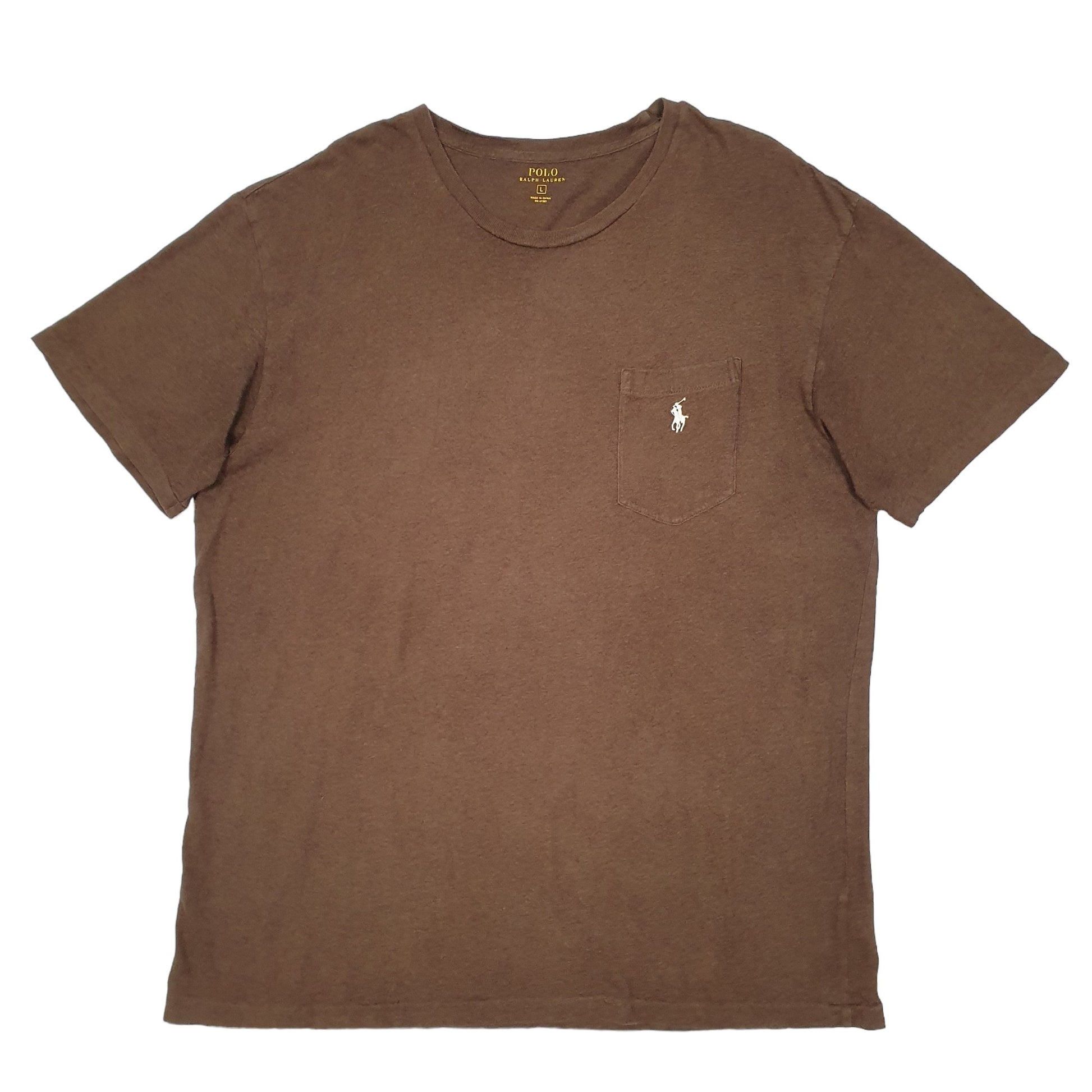 Mens Brown Ralph Lauren Pocket Polo Short Sleeve T Shirt