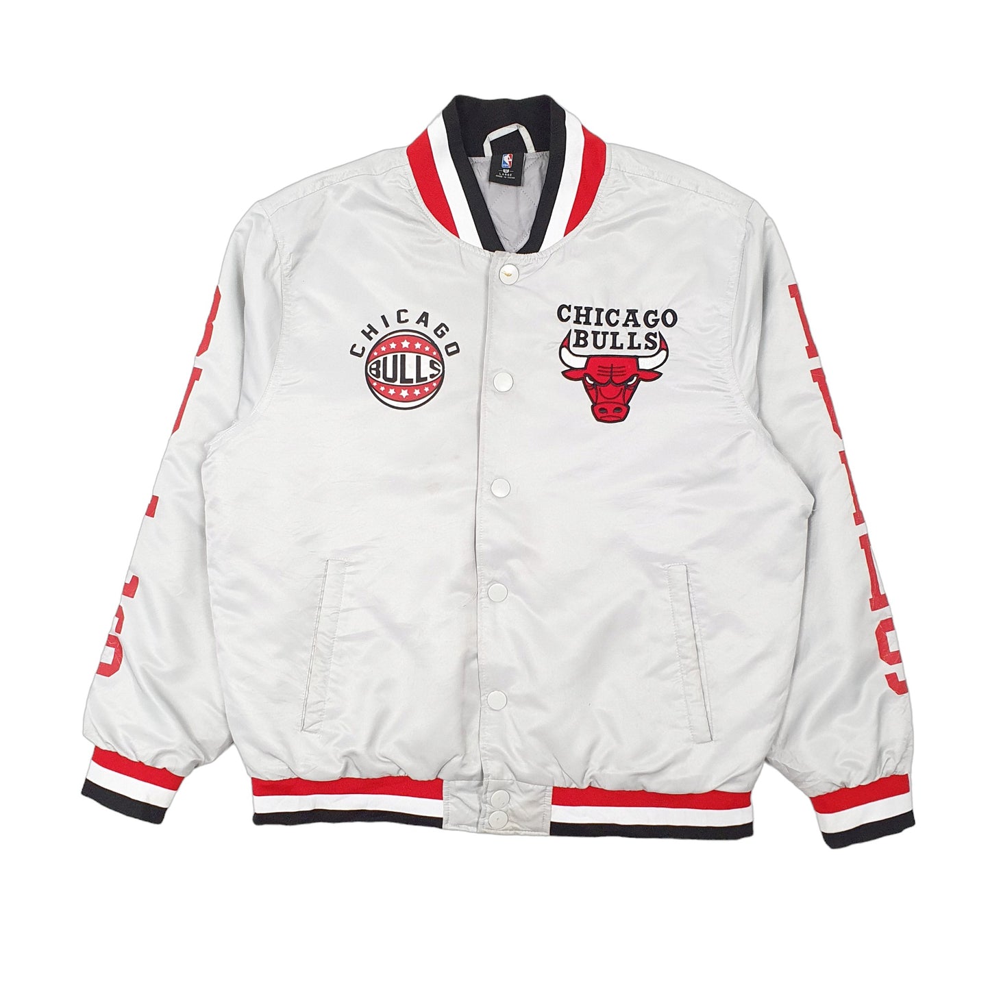 Mens Grey NBA Chicago Bulls Basketball Varsity  Coat