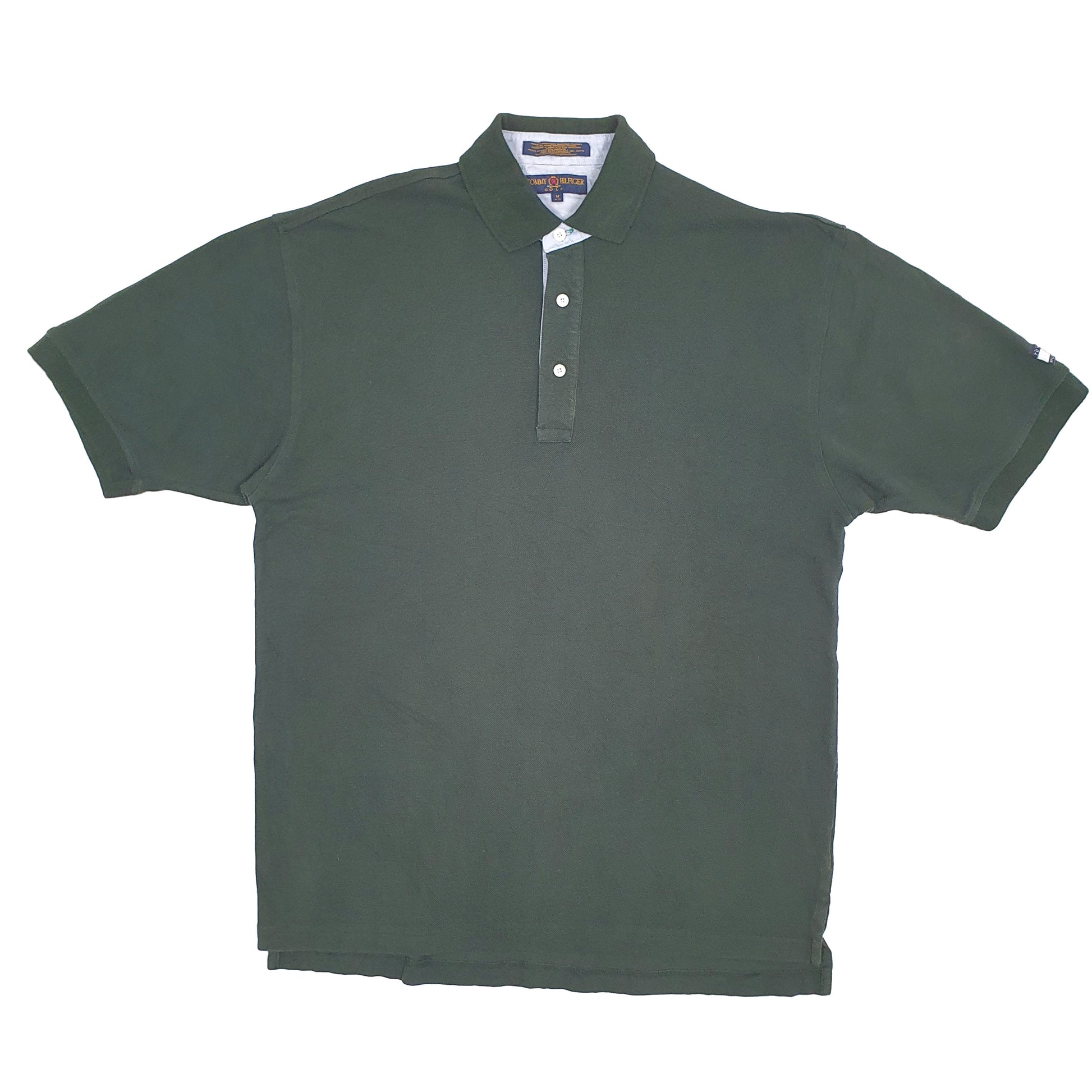 Mens Green Tommy Hilfiger Golf Vintage Made in USA Short Sleeve Polo Shirt