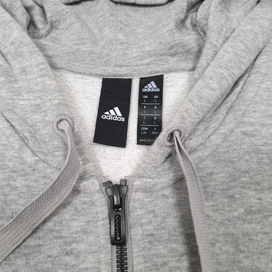 Mens Grey Adidas Hoodie Full Zip Jumper