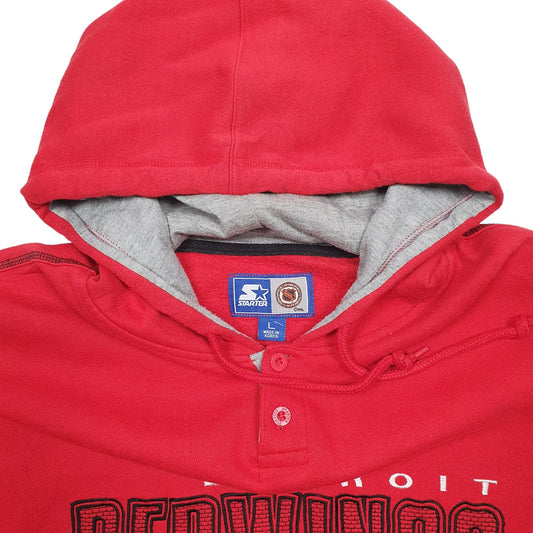 Mens Red Starter Detroit Redwings NHL Hockey Hoodie Jumper