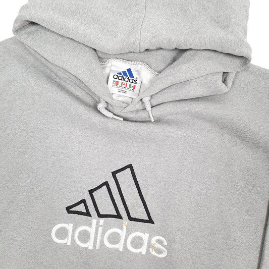 Mens Grey Adidas Vintage 1990s USA Made Hoodie Jumper