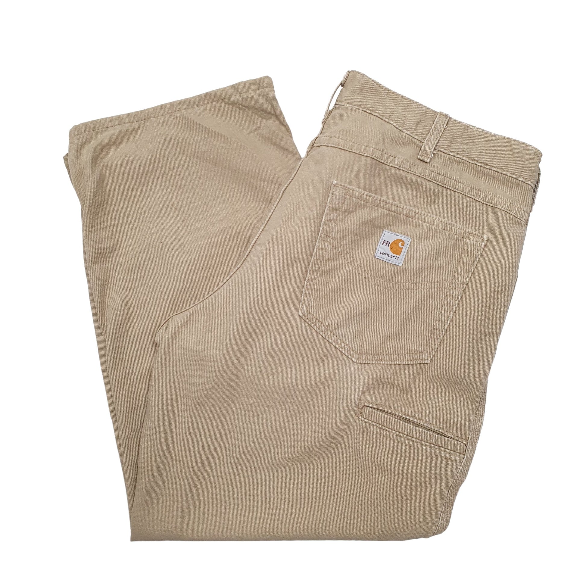 Mens Beige Carhartt Fire Resistant Carpenter Trousers