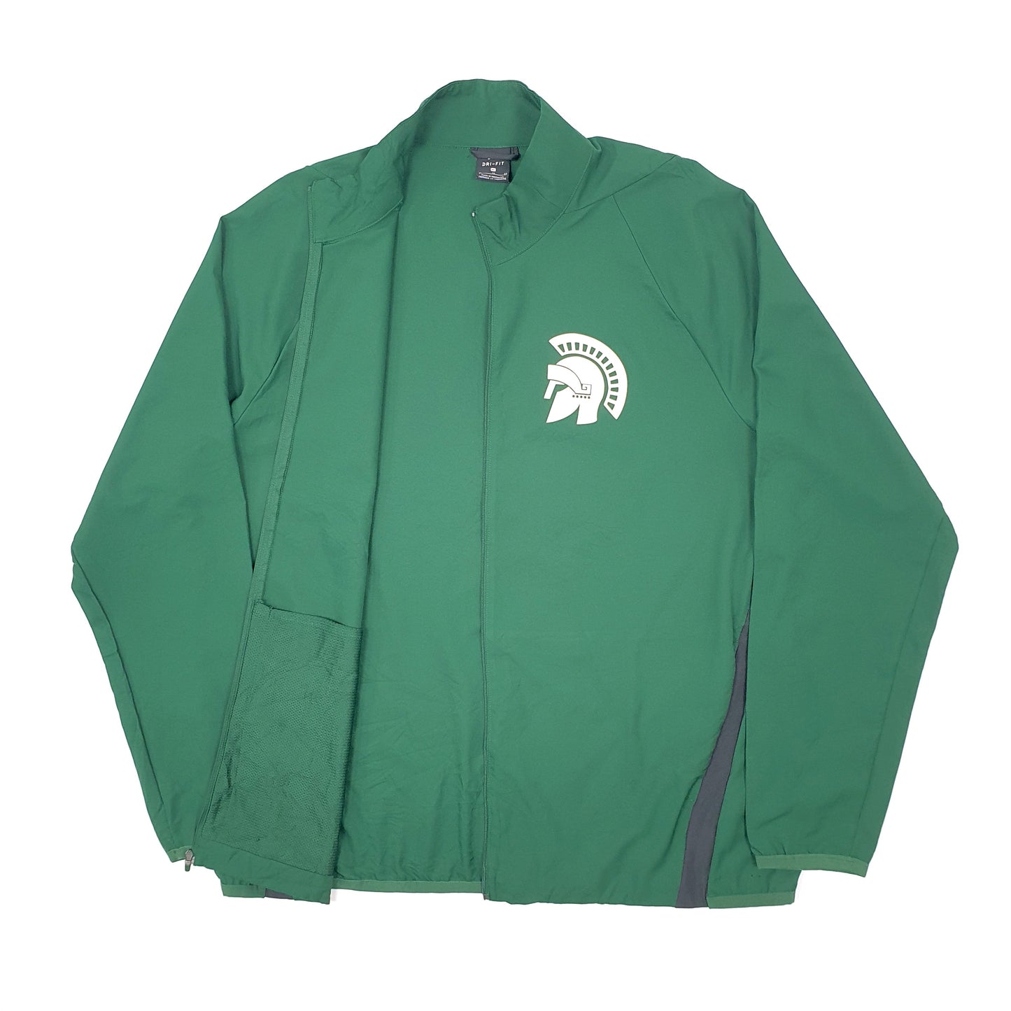 Mens Green Nike USA College Dri Fit Spartans Football Full Zip Coat