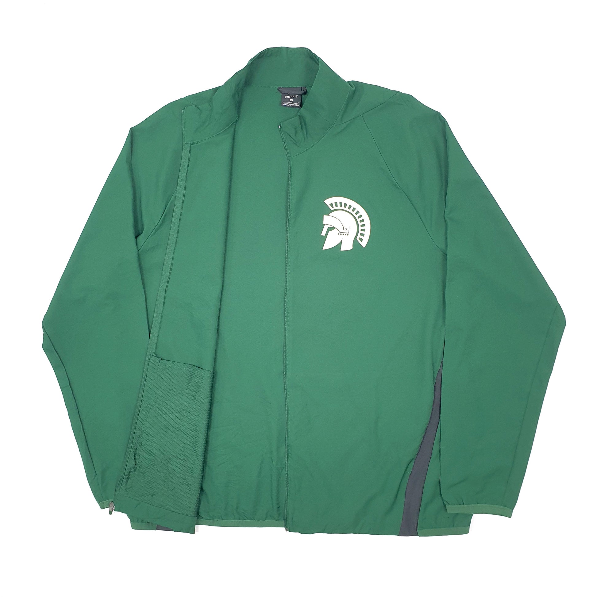 Mens Green Nike USA College Dri Fit Spartans Football Full Zip Coat