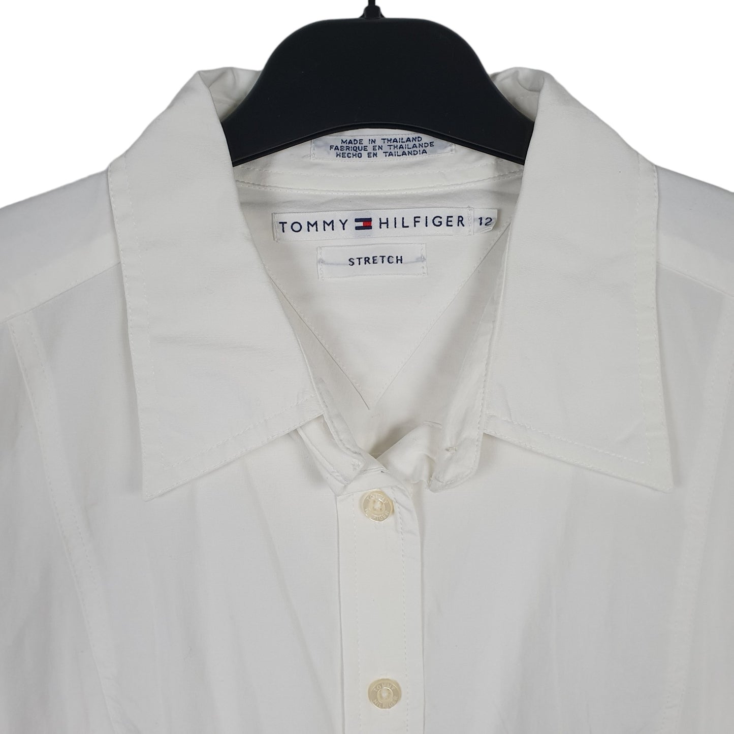 Womens White Tommy Hilfiger Stretch Long Sleeve Shirt