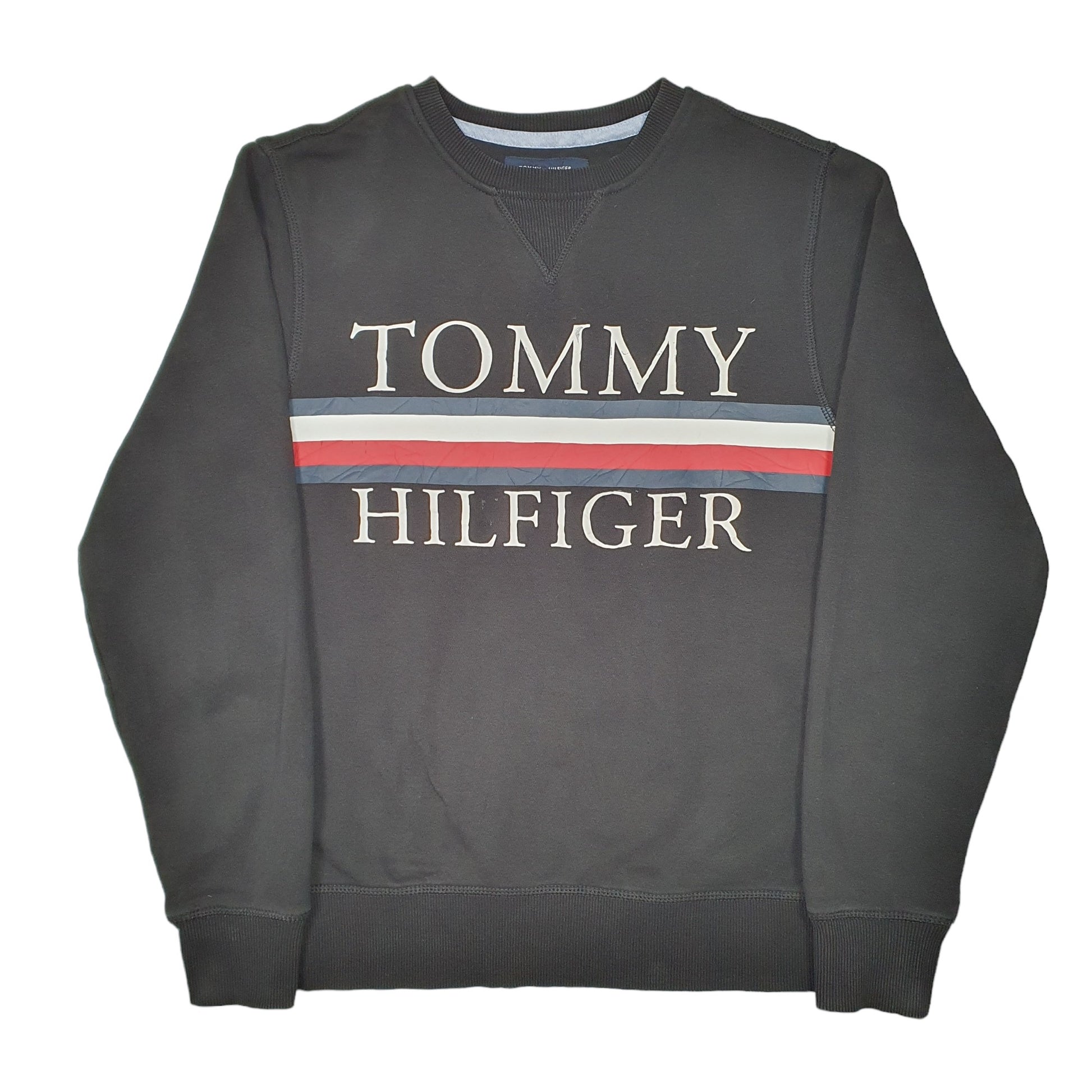 Mens Black Tommy Hilfiger Sweatshirt Crewneck Jumper