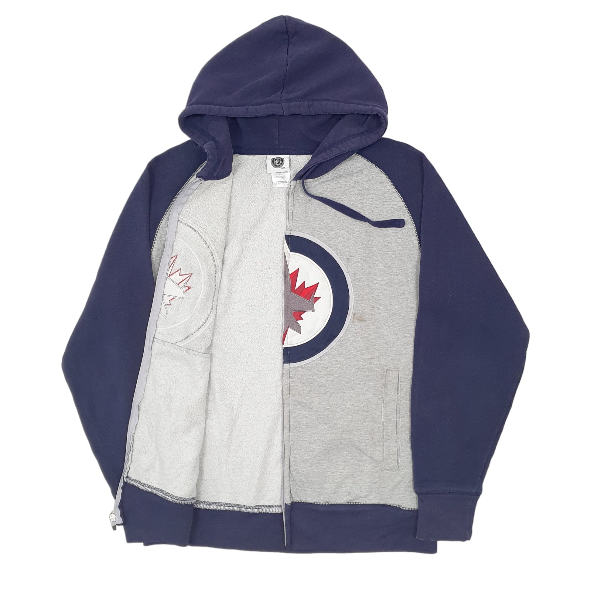 Mens Grey NHL Winnipeg Jets Hockey Hoodie Full Zip Jumper