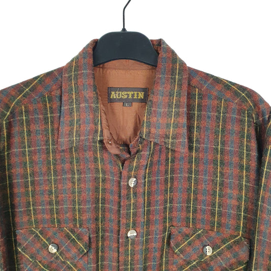 Austin Flannel Shacket Overshirt Long Sleeve Regular Fit Check Shirt Burgundy