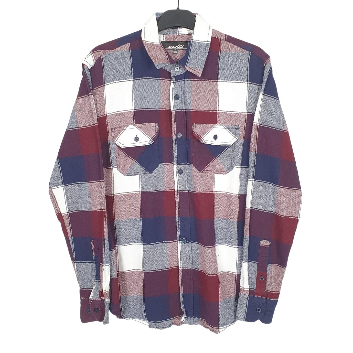 Coastal Flannel Shacket Long Sleeve Regular Fit Check Shirt Burgundy