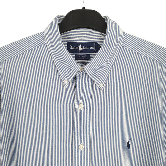 Ralph Lauren Short Sleeve Blaire Fit Pinstripe Shirt White