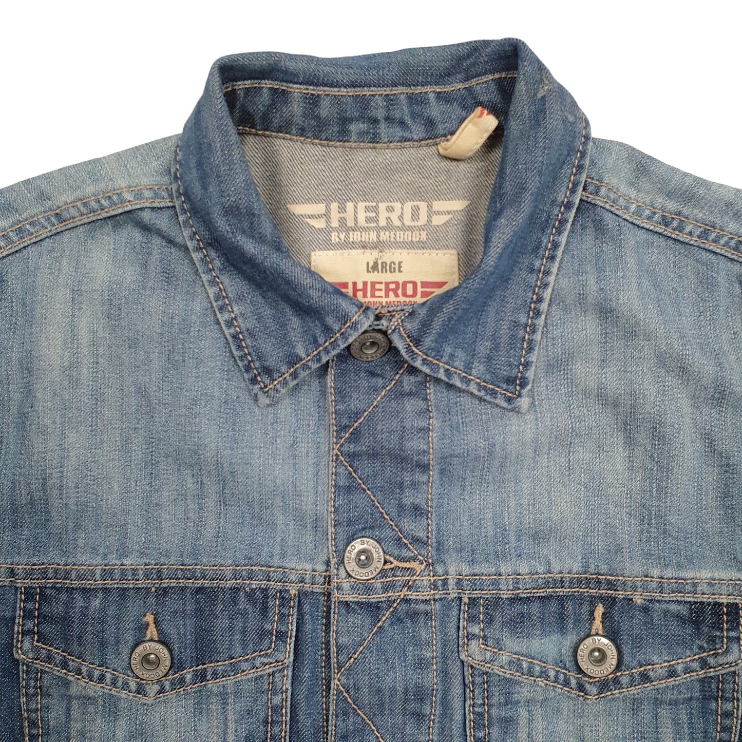 Mens Blue Hero Trucker Denim Jacket Coat