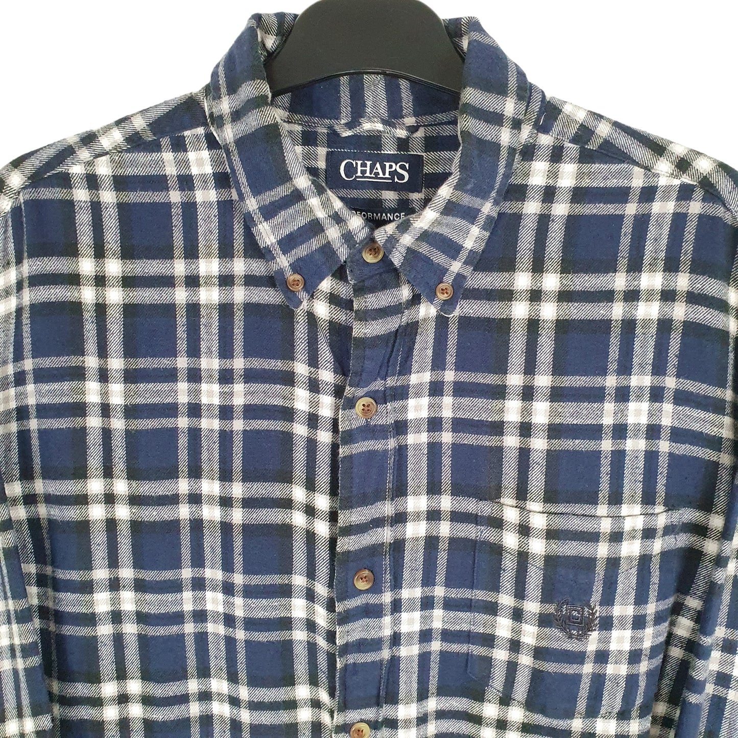 Chaps Flannel Shacket Long Sleeve Regular Fit Check Shirt Blue