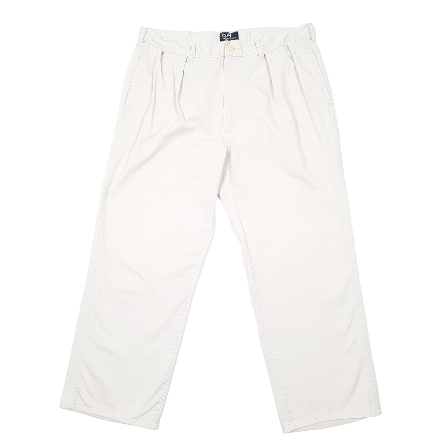 Mens Polo Ralph Lauren Made In USA Double Pleated Beige Chino Trousers W36 L28 Beige