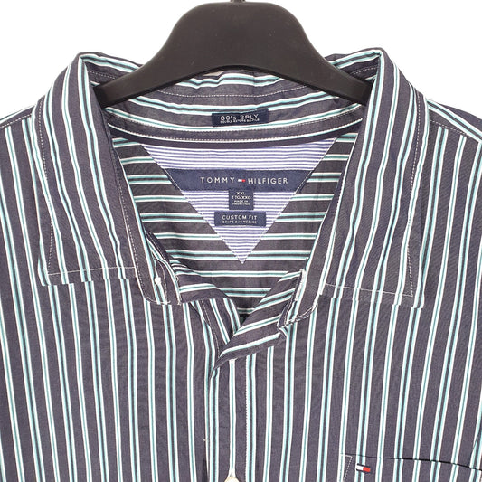 Tommy Hilfiger Long Sleeve Custom Fit Striped Shirt Navy