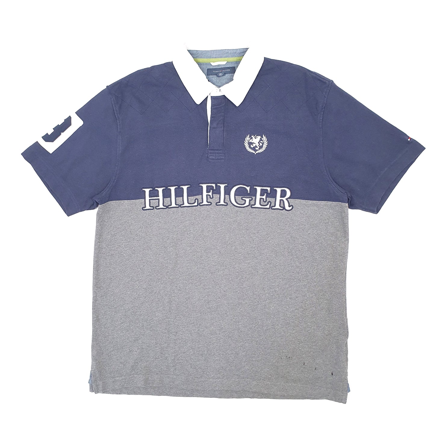 Mens Grey Tommy Hilfiger Rugby Spellout Short Sleeve Polo Shirt