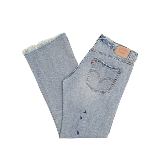 Levis 513 Slim Fit 1990s Bootcut Button Fly Jeans UK18 Blue