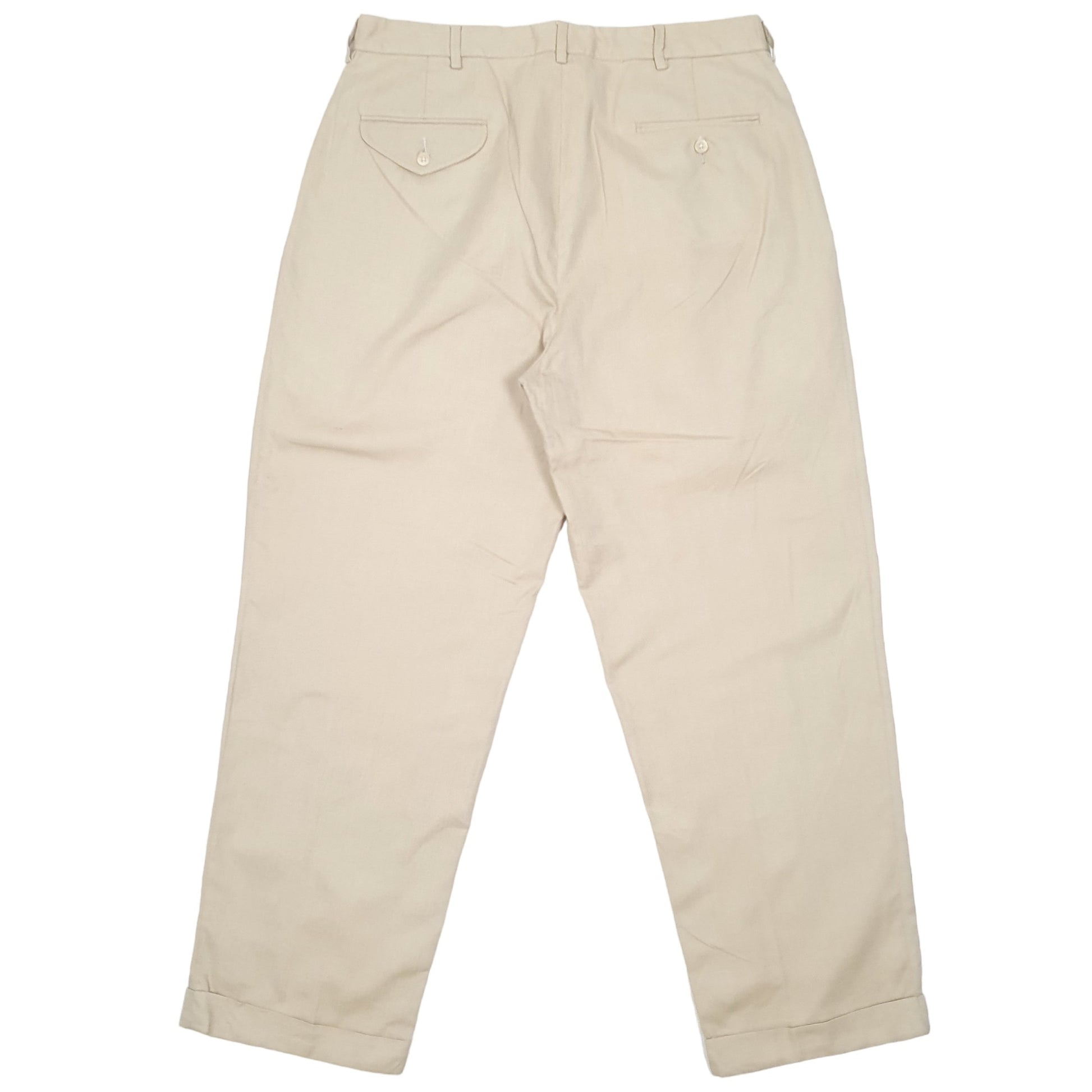 Mens Beige Polo Ralph Lauren Double Pleated Herringbone Twill HBT Chino Trousers